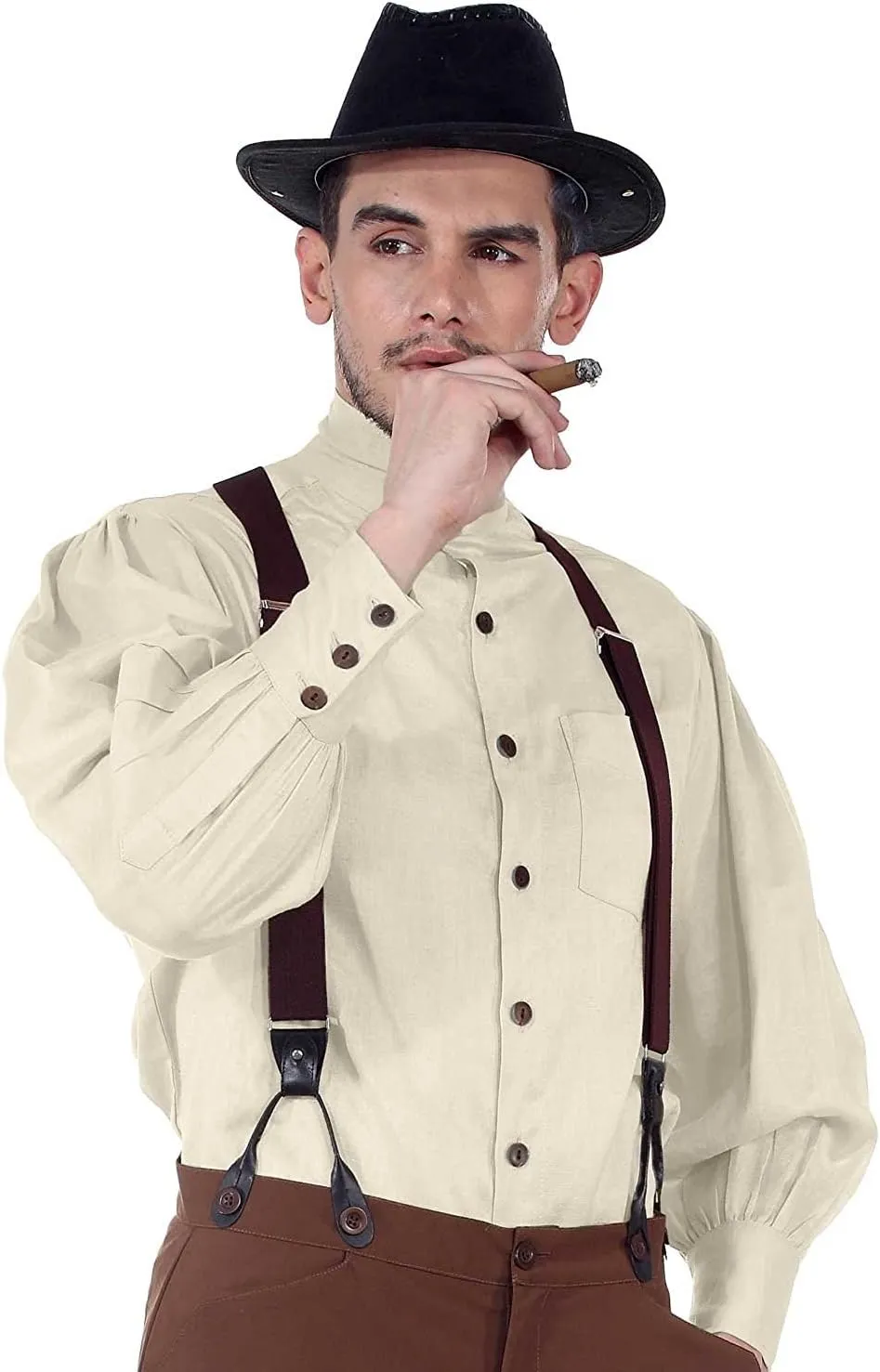 ThePirateDressing Steampunk Victorian Cosplay Costume Mens Seigneur Linen Shirt C1292