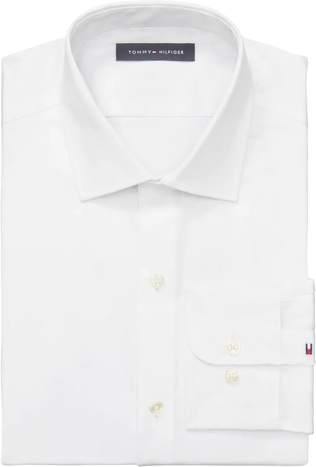 Tommy Hilfiger Men's Dress Shirt Regular Fit Stretch Twill