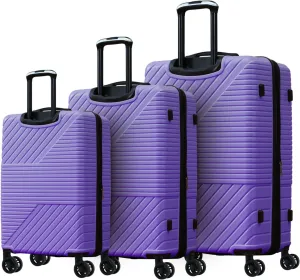 Trendy Purple Hardshell Luggage Sets 3 Piece Double Spinner 8 Wheels Suitcase with TSA Lock Lightweight 20" 24" 28"