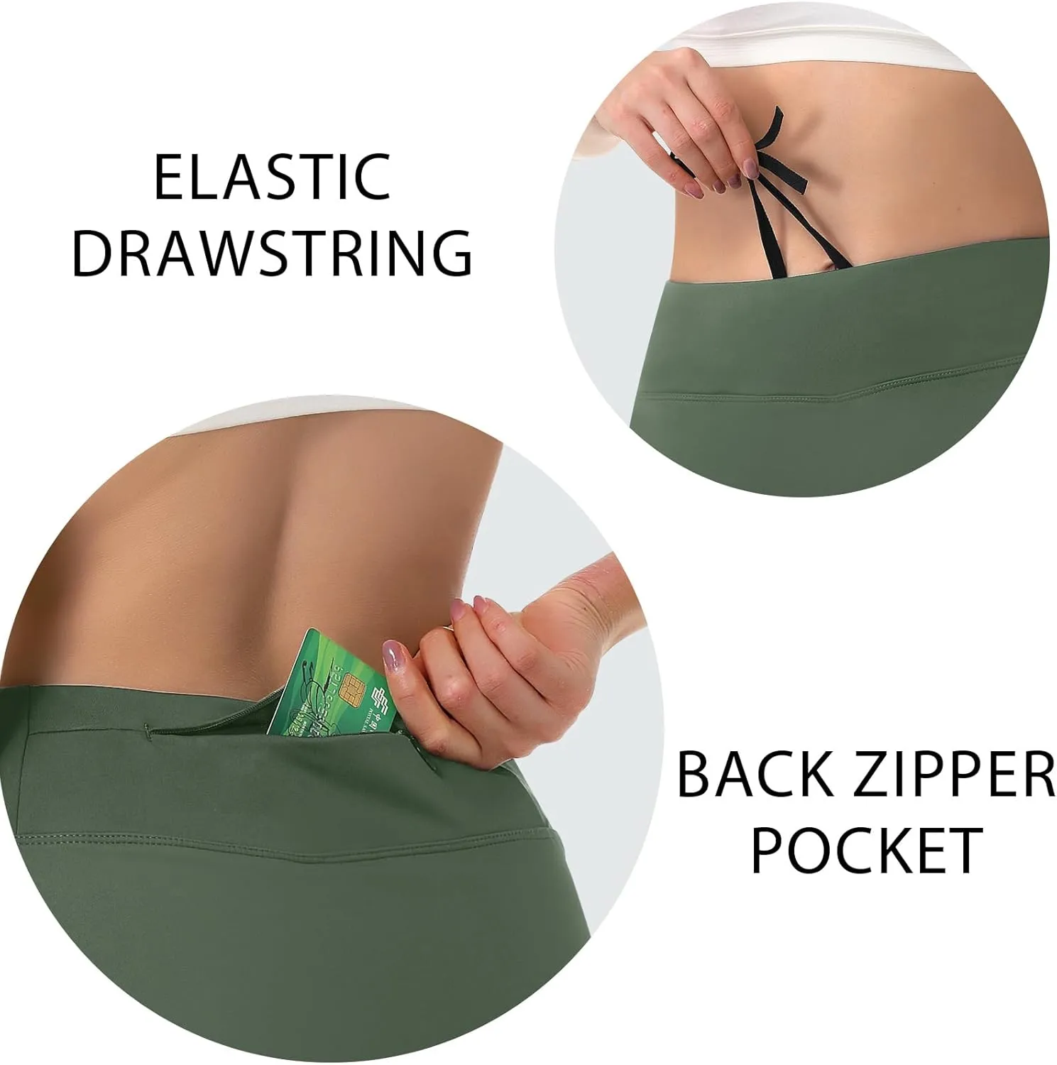 Turnhier Womens 19" Knee Length Skorts Skirts High Waisted Tennis Skirts Athletic Golf Skorts with Shorts Pockets