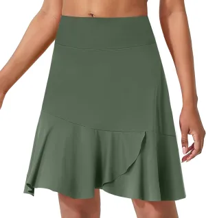 Turnhier Womens 19" Knee Length Skorts Skirts High Waisted Tennis Skirts Athletic Golf Skorts with Shorts Pockets