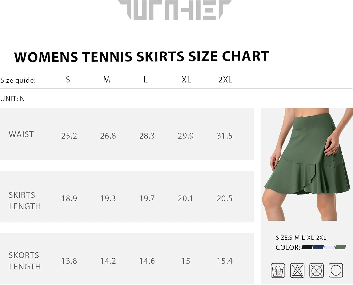Turnhier Womens 19" Knee Length Skorts Skirts High Waisted Tennis Skirts Athletic Golf Skorts with Shorts Pockets