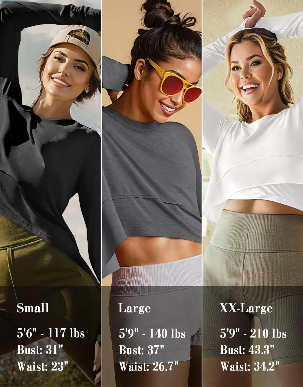 UEU Women's Crop Tops for Yoga Workout Athletic, Ice Cool Feeling Long Sleeves Shirts, Flowy Split Side Slit Oversized
