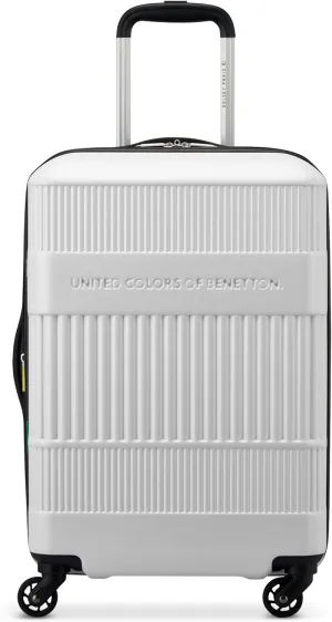 United Colors of Benetton Ribbed Hardside Expandable Luggage with Spinner Wheels, White, Carry-On 20 Inch