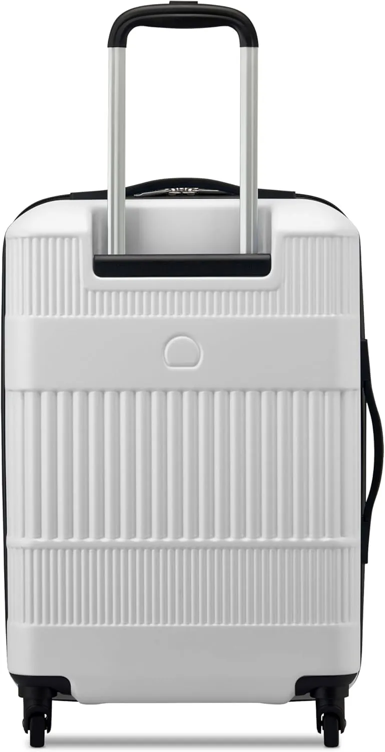 United Colors of Benetton Ribbed Hardside Expandable Luggage with Spinner Wheels, White, Carry-On 20 Inch