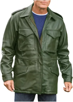 US Army Leather M65 Field Jacket Men Military M-65 4 pockets Coat