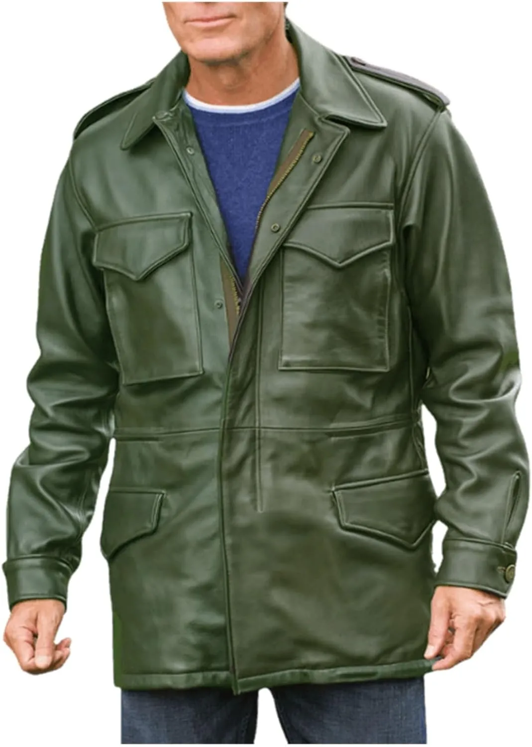 US Army Leather M65 Field Jacket Men Military M-65 4 pockets Coat