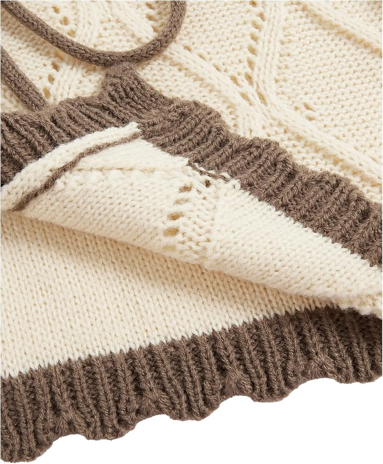 Verdusa Women's Sweater Vest Fall Fashion Trendy Tops Tie Front Sleeveless Crochet Knit Top