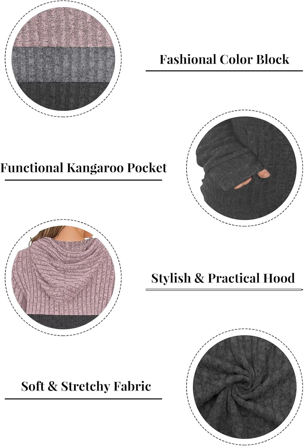 VISLILY Plus-Size-Hoodies for Women Casual Color Block Sweaters Long Sleeve Pullover Sweatshirts Cute Loose Tops with Pocket