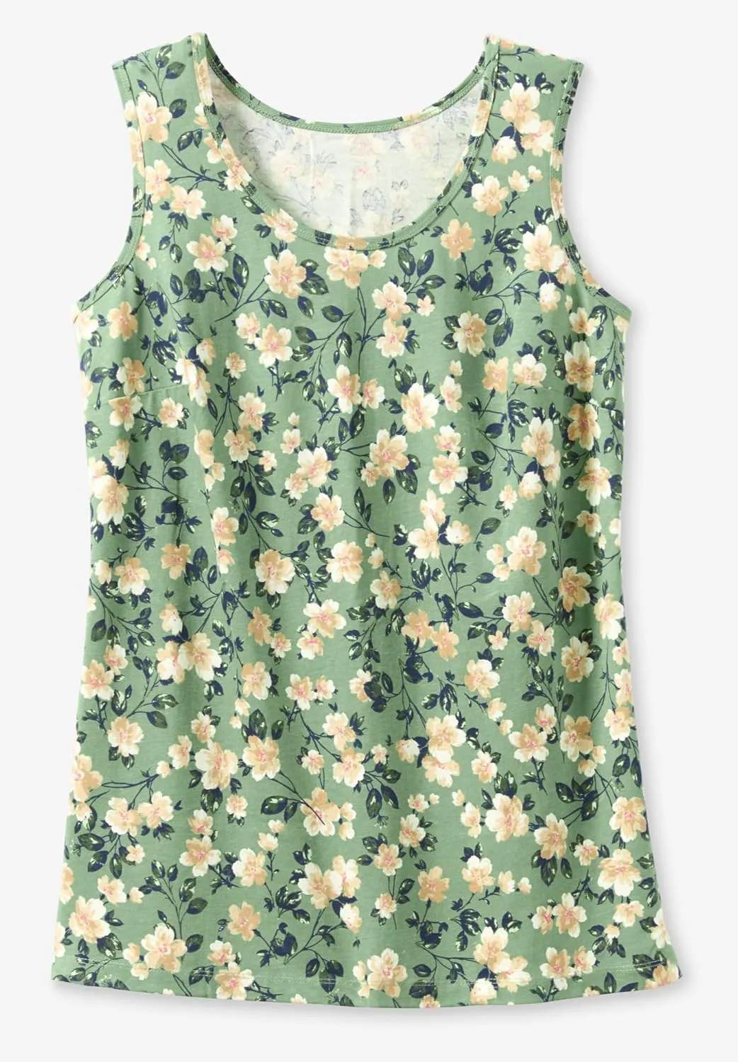 Woman Within Plus Size Perfect Printed Scoopneck Tank