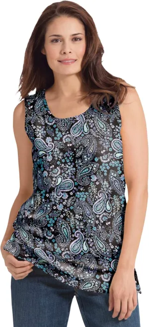 Woman Within Plus Size Perfect Printed Scoopneck Tank