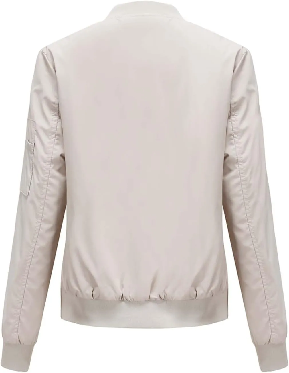 Women's Bomber Jacket Lightweight Varsity Zip Up Coat Casual Long Sleeve Windbreaker