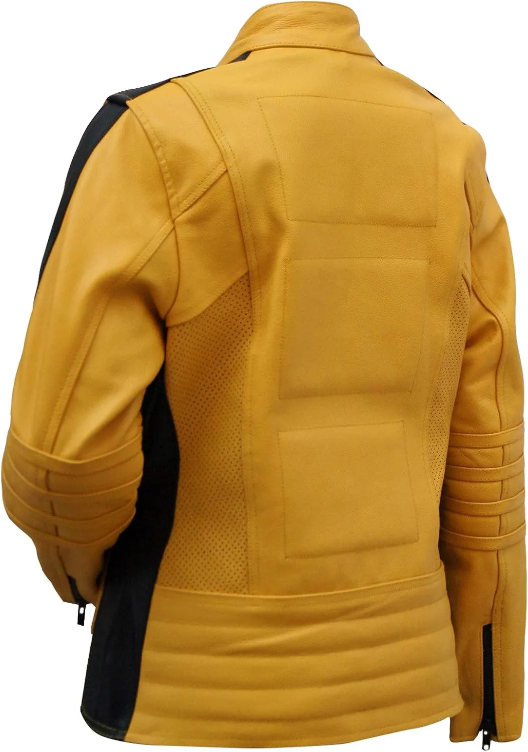 Womens Bride Yellow Biker Leather Jacket - Costume for Cosplay Faux/Real Leather