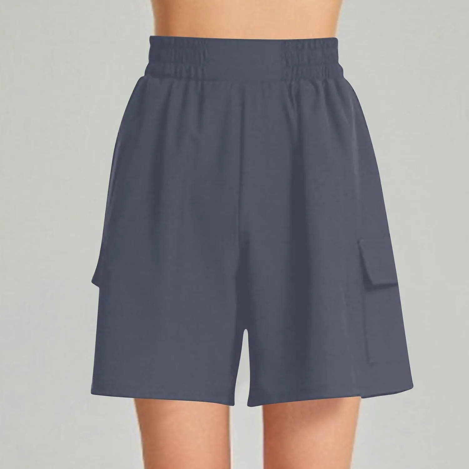 Women's Cargo Shorts Summer High Waisted Casual Trendy Workout Hiking Bermuda Shorts Knee Length Pants with Pockets
