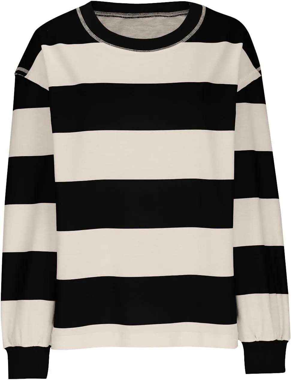 Women's Crewneck Sweatshirts Loose Fitting Casual Sweater Shirt Color Blocking Blouses Long Sleeve Tops