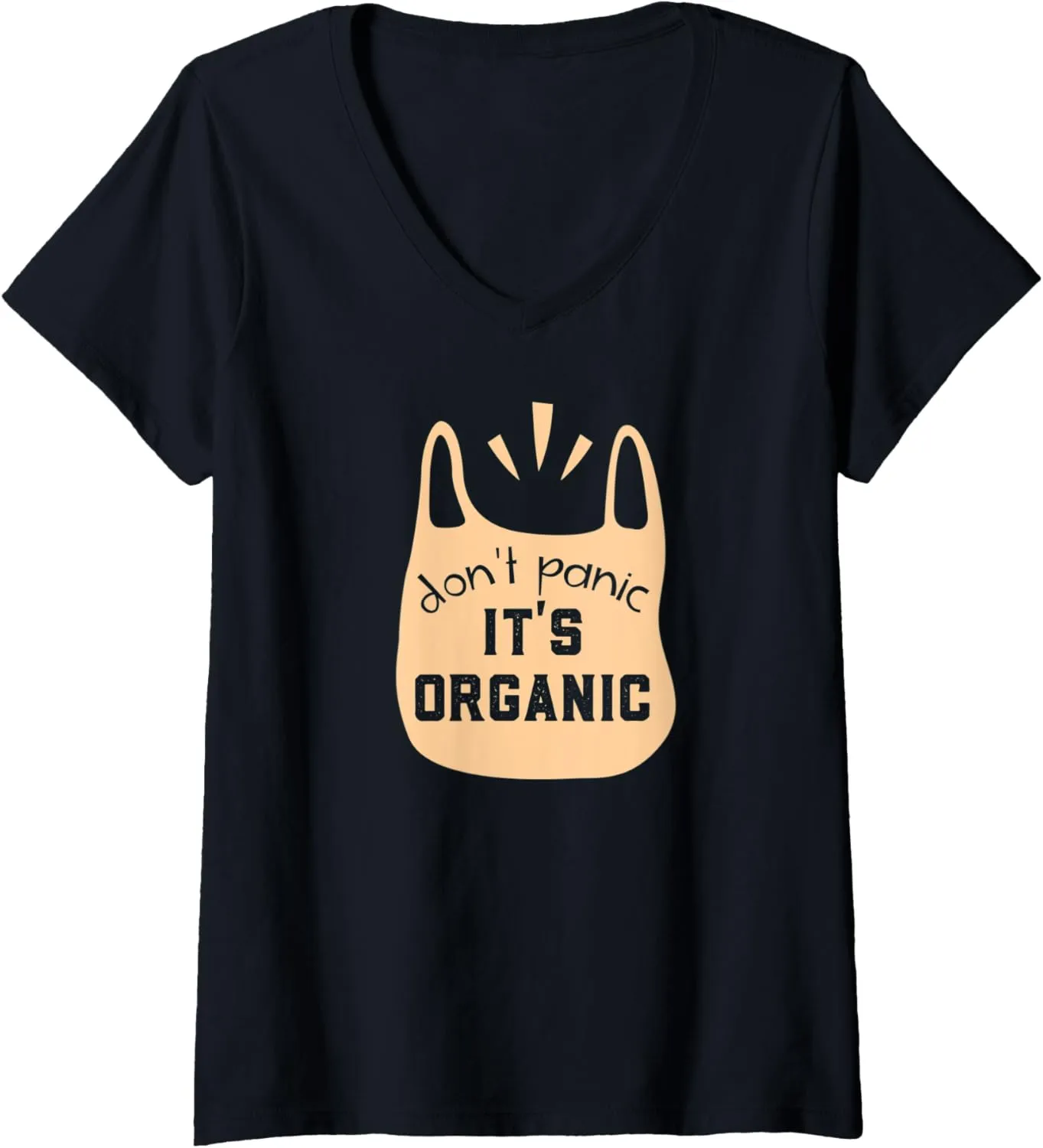 Womens Don't Panic Shop Organic V-Neck T-Shirt