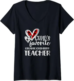 Womens Organic Chemistry Teacher Valentine's Day V-Neck T-Shirt