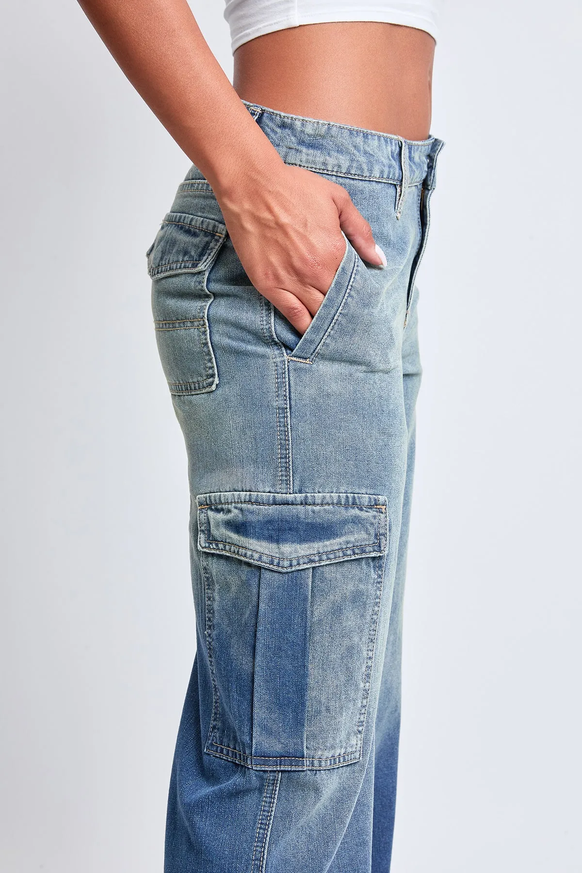 Women's Relax Fit Cargo Wide Leg Jeans