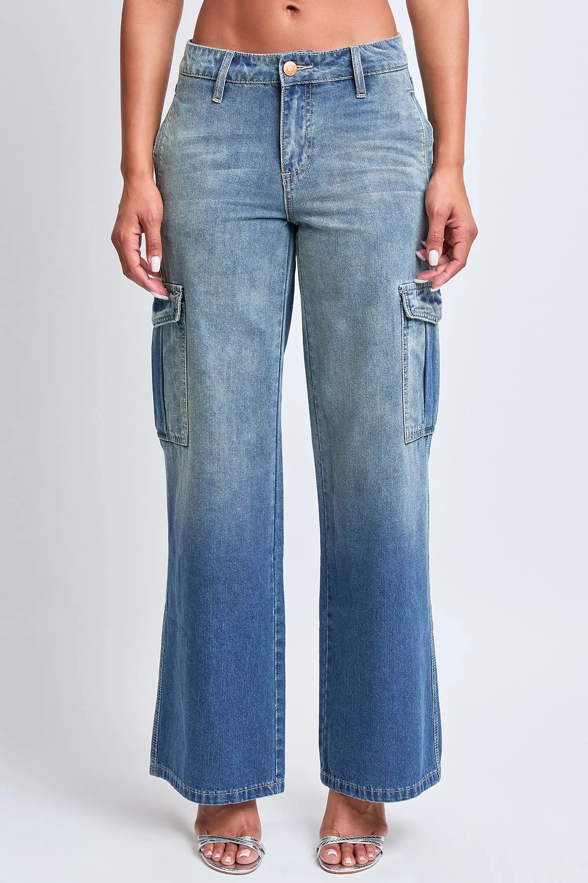 Women's Relax Fit Cargo Wide Leg Jeans