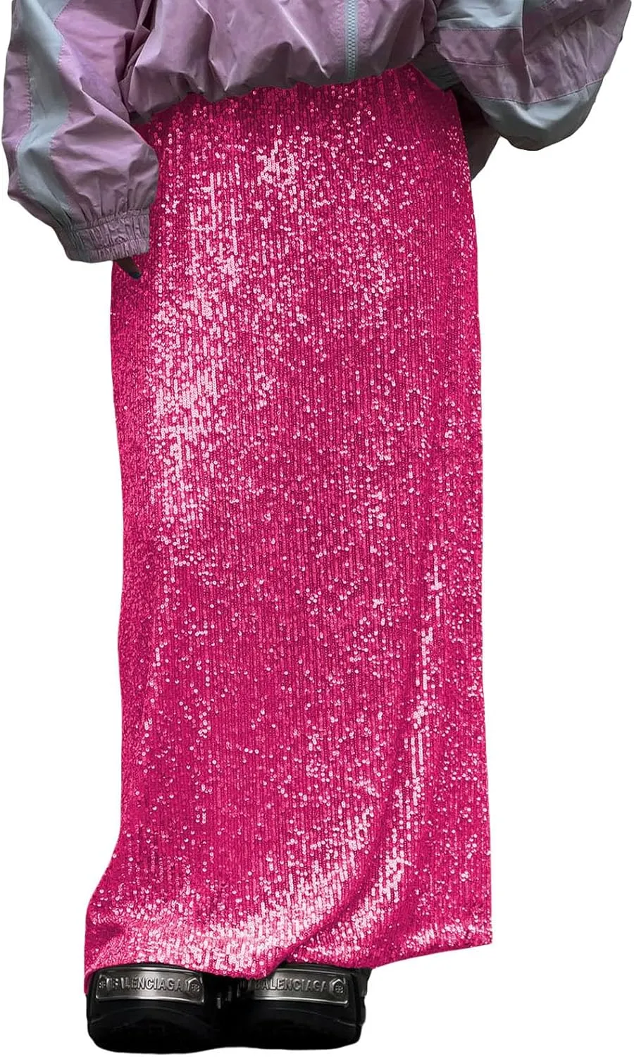Womens Sequin Maxi Skirt Elastic Low Waist Sparkle Split Hem Night Out Party Party Bling Maxi Skirt