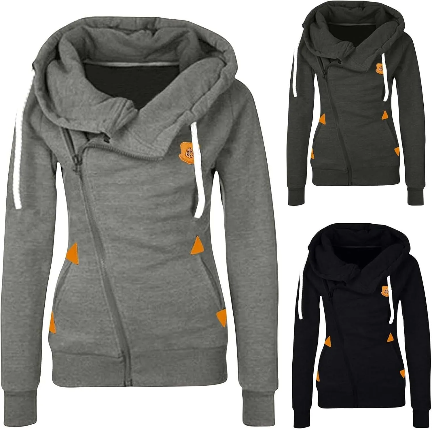 Womens Side Zip up Hooded Sweatshirt Casual Fashion Jackets Fall Outfits Winter Warm Y2k Coat with Pockets