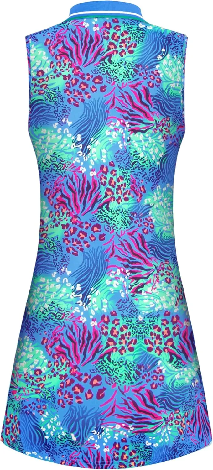 Womens Sleeveless Golf Tennis Dresses with Inner ShortsPockets for Workout Exercise