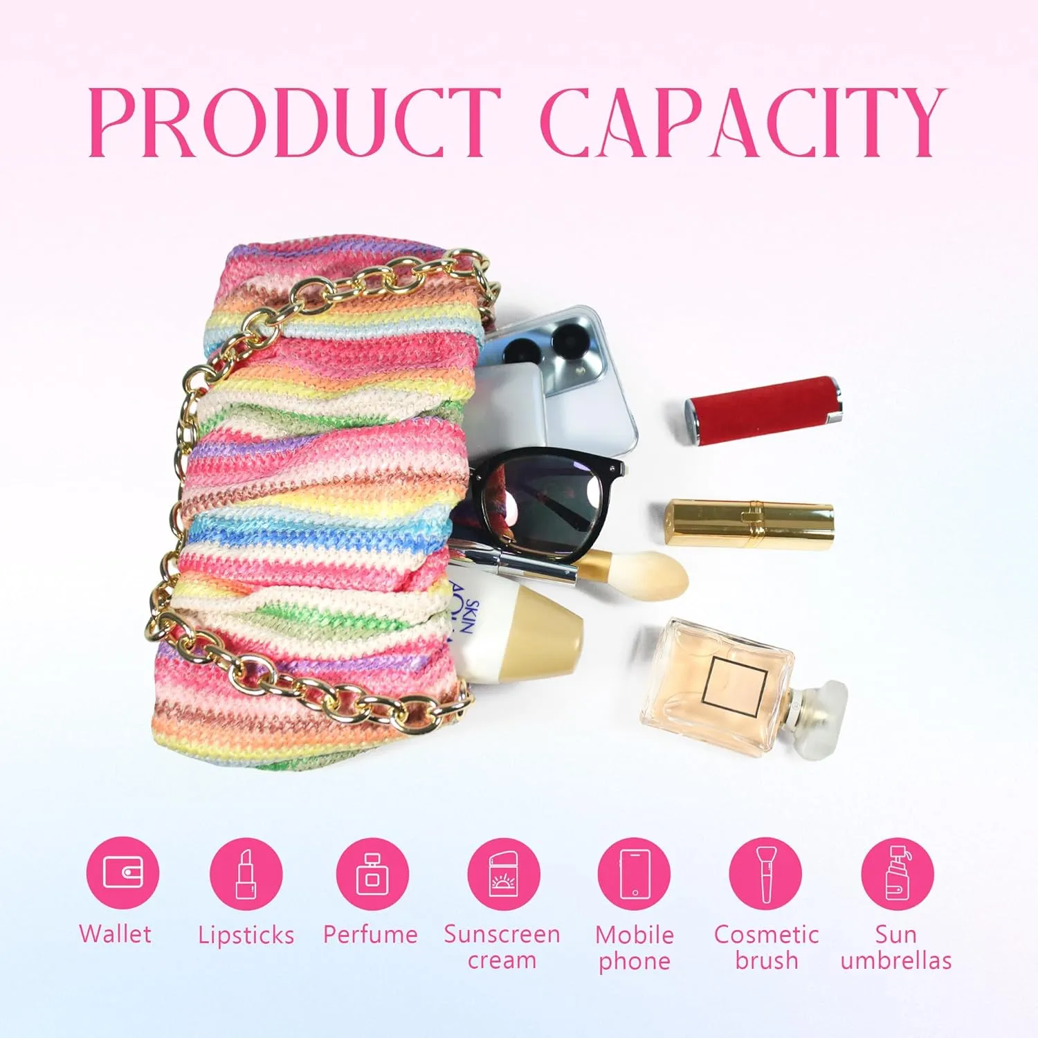 Womens Straw Clutch Purse Woven Shoulder Bag Tote Handbag Pleated Straw Evening Bag Summer Beach Purse