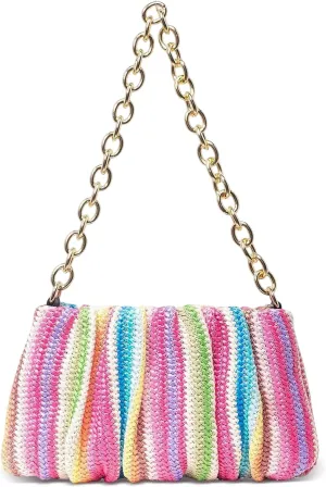 Womens Straw Clutch Purse Woven Shoulder Bag Tote Handbag Pleated Straw Evening Bag Summer Beach Purse