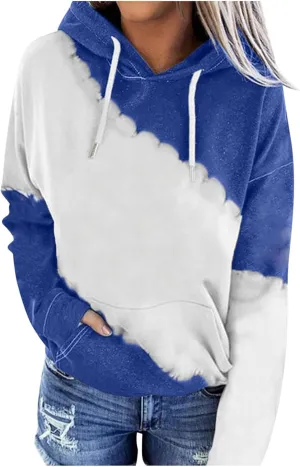 Women's Tie Dye Color Block Hoodies Long Sleeve Drawstring Preppy Pullover Oversized Comfy Casual 2024 Fall Clothes