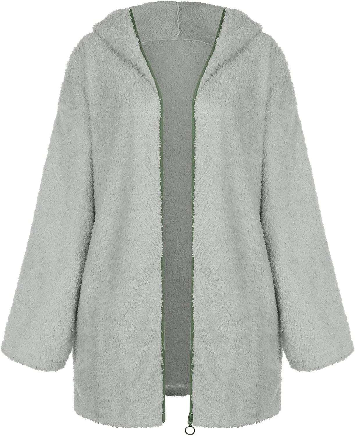 Womens Winter Coats Full Zip Fleece Open Front Cardigan Hoodie Oversized Soft Comfy Plush Sherpa Jacket with Pockets