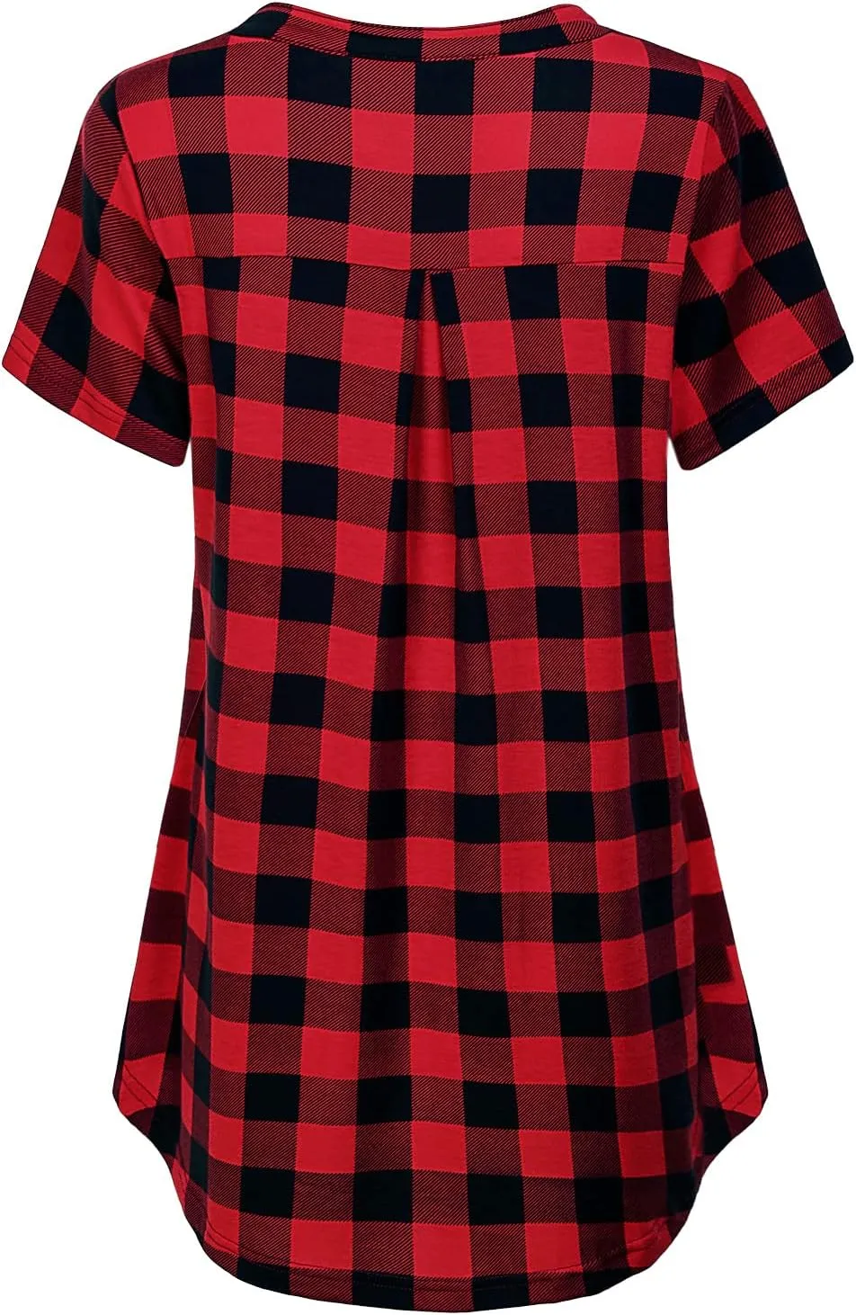 Women's Zip Up V Neck Short Sleeve Casual Tunic Shirt
