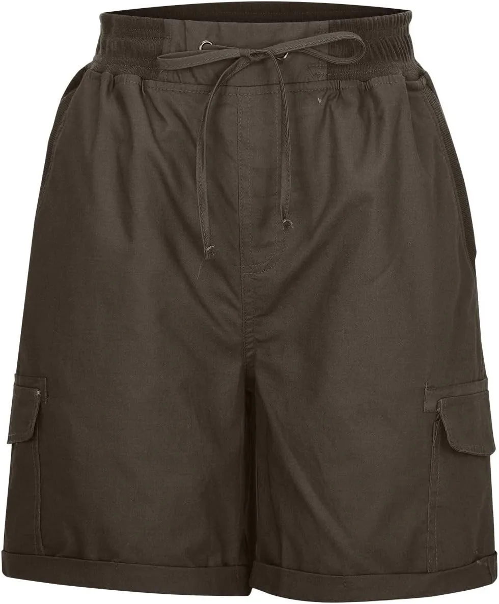 XUNRYAN Cargo Shorts Womens Summer Running Athletic Workout Short Cargo Pants Elastic High Waisted Hiking Bermuda Shorts