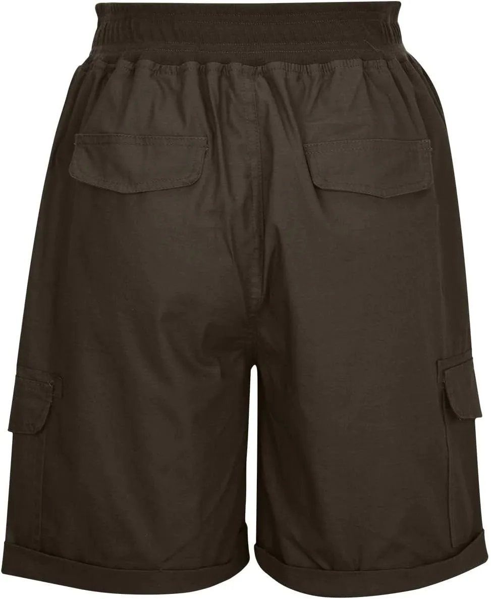 XUNRYAN Cargo Shorts Womens Summer Running Athletic Workout Short Cargo Pants Elastic High Waisted Hiking Bermuda Shorts