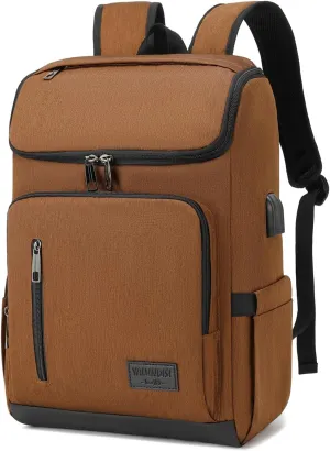 YALUNDISI Laptop Backpacks Travel Backpack Carry On Backpack Casual Daypack with USB Charging Port for Men Women Brown
