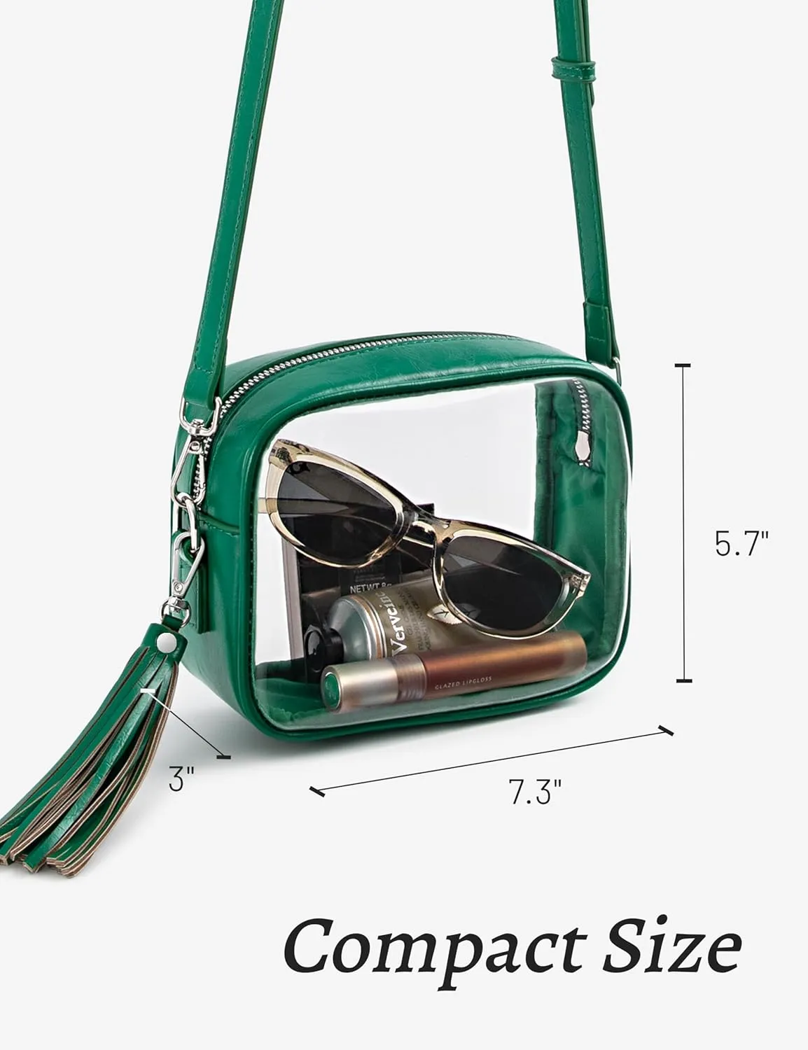Yarnic Clear Bag Stadium Approved, PVC Transparent Crossbody Purse Small Clear Crossbody Bag with Adjustable Shoulder Strap
