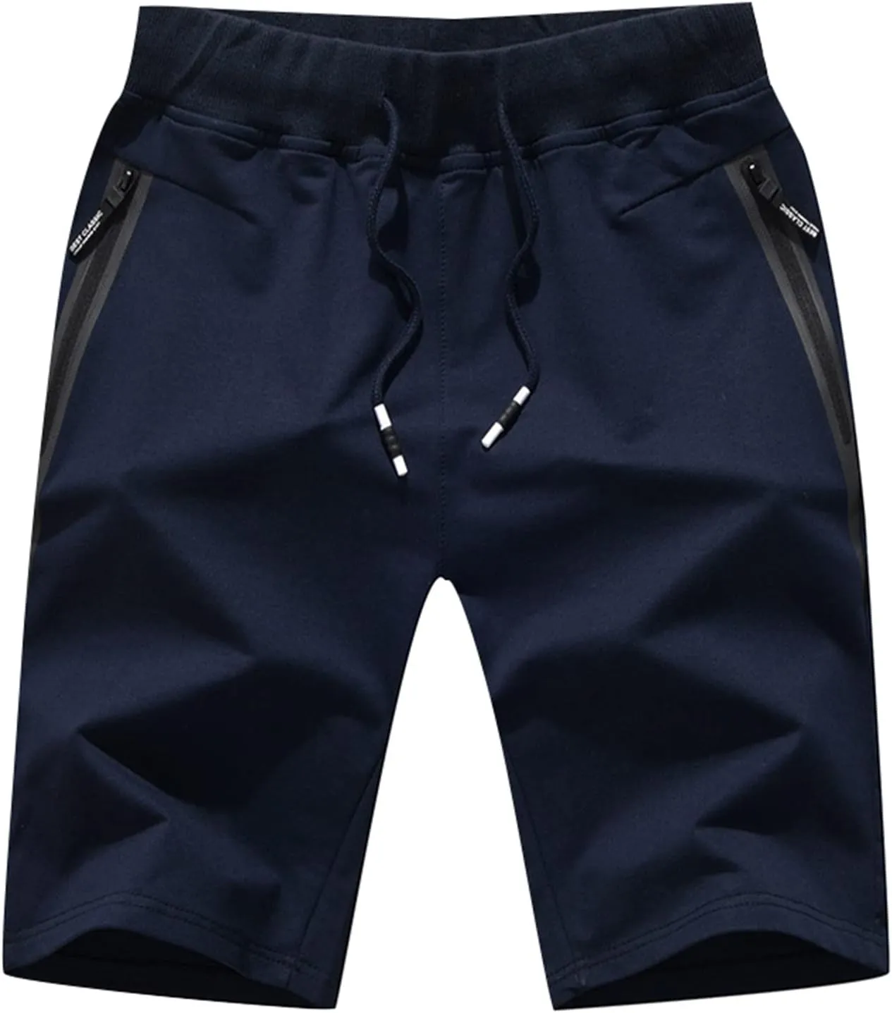 Ymosrh Mens Shorts Casual Drawstring Elastic Waist Workout Shorts with Zipper Pockets