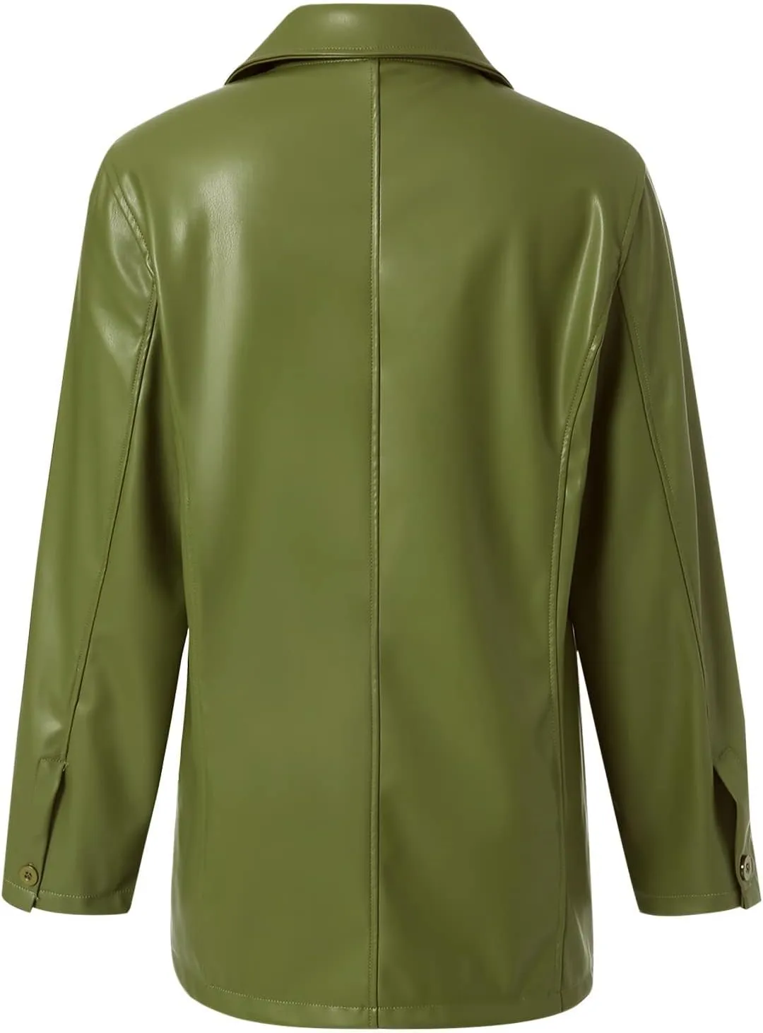 Yuemengxuan Women Faux Leather Blazer Vintage Lapel Boyfriend PU Jacket Long Sleeve Button Down Trench Coat Streetwear