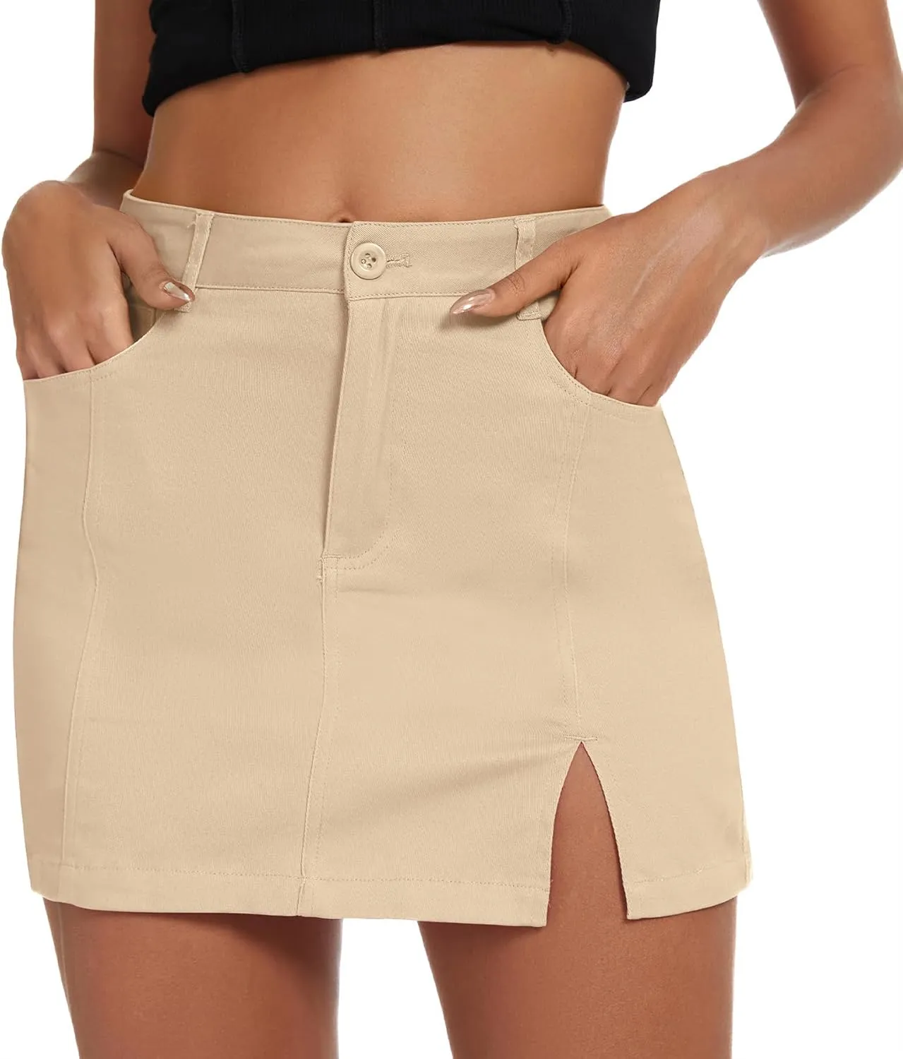 Zando Cargo Skirt High Waisted Cargo Skirts for Women Bodycon Cargo Mini Skirt Denim Skirt Y2K Jean Skirt with Pockets
