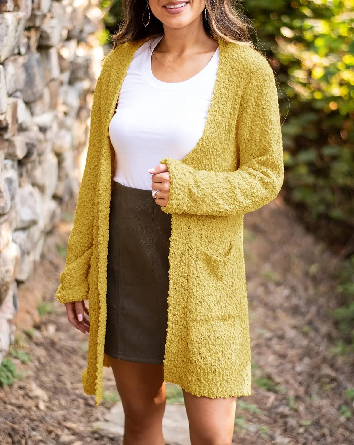 ZESICA Women's Fall Casual Long Sleeve Open Front Soft Chunky Knit Sweater Cardigan Outerwear